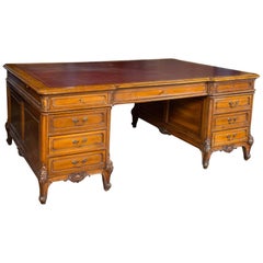 French Leather Top Partners Desk