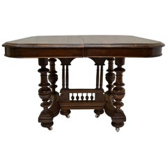 Antique English Victorian Walnut Dining Table with Two Pine Leaves