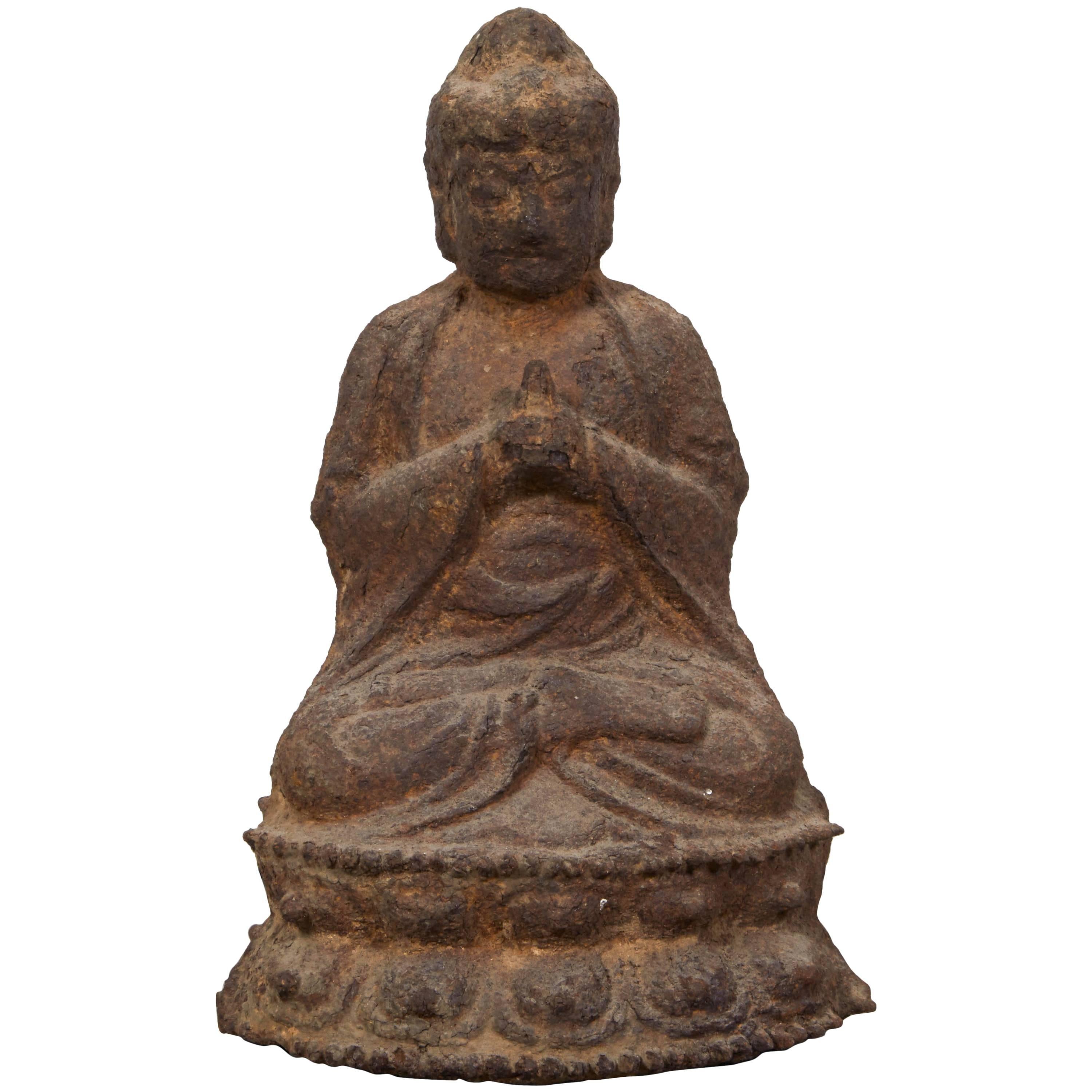 19th Century Cast Iron Chinese Buddha