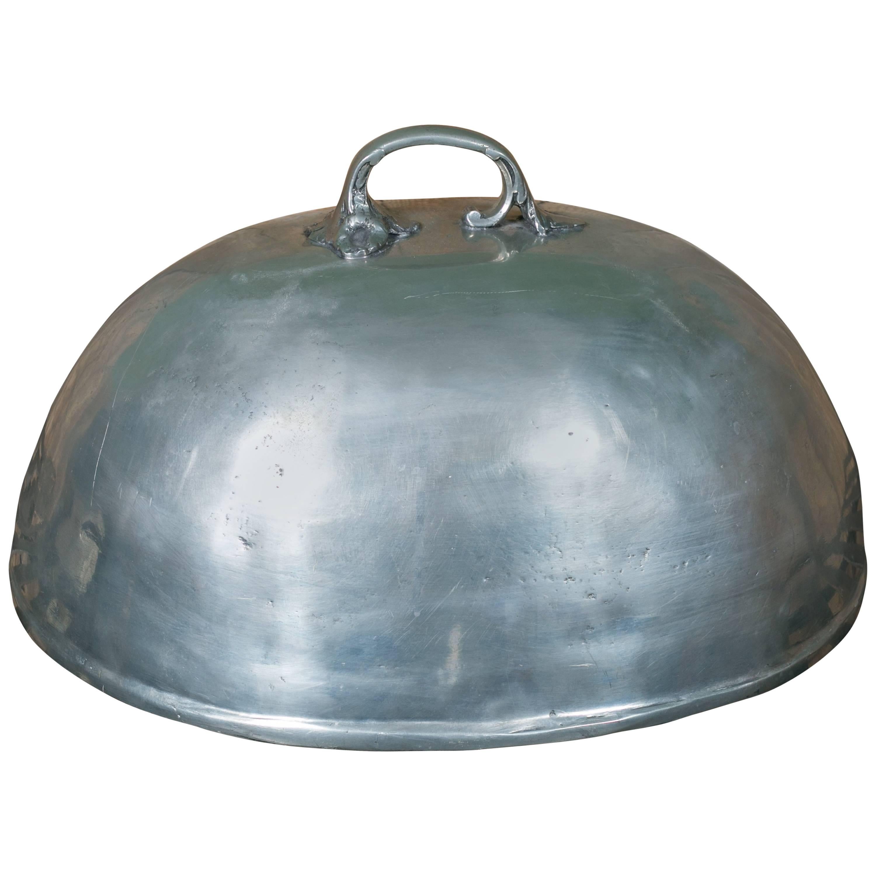 Vintage Hand-Crafted Belgian Pewter Cloche or food Cover For Sale