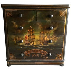 Romantic 19th Century English Hand-Painted Chest of Drawers