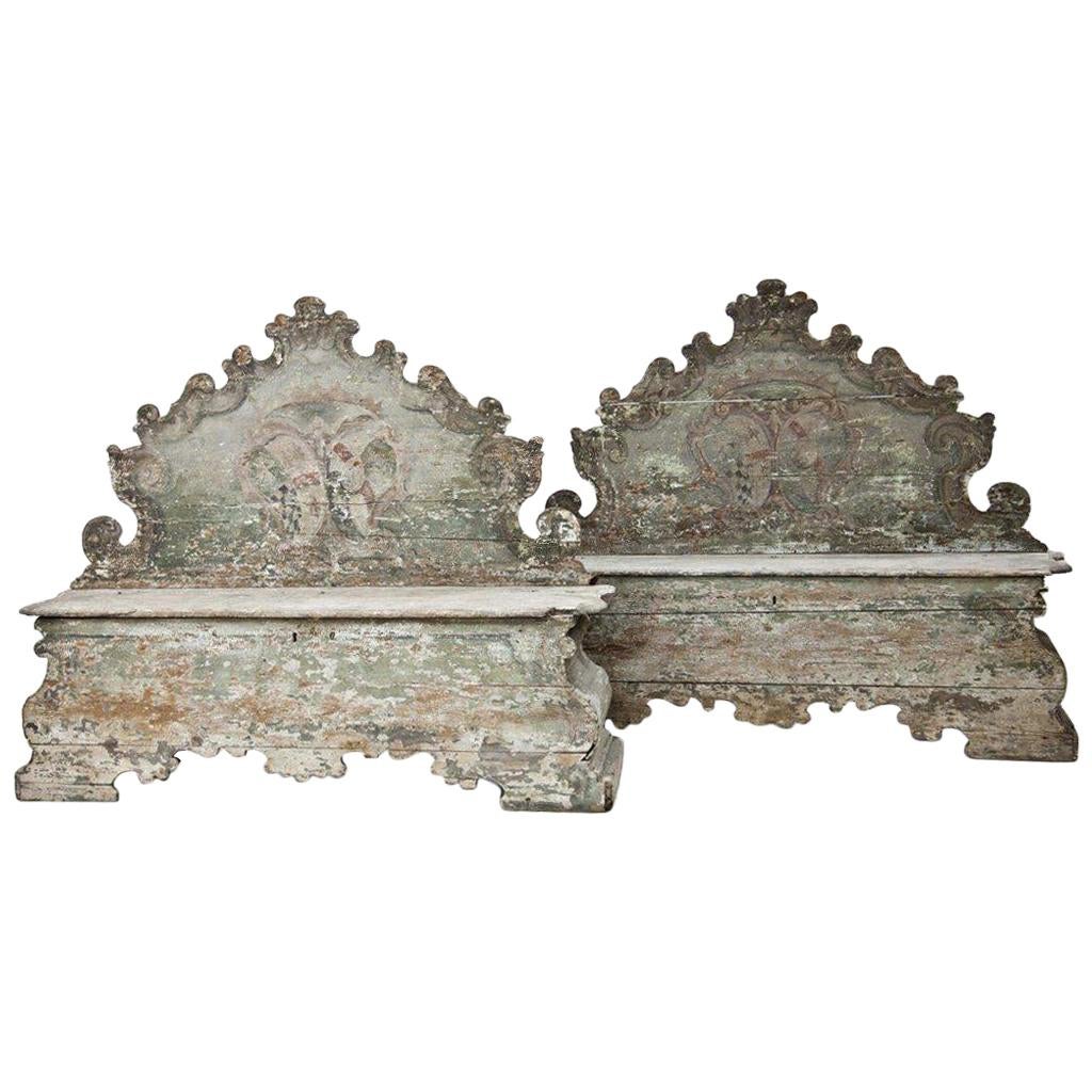 Coppia di panche barocche in legno Cassapanche del XVIII secolo