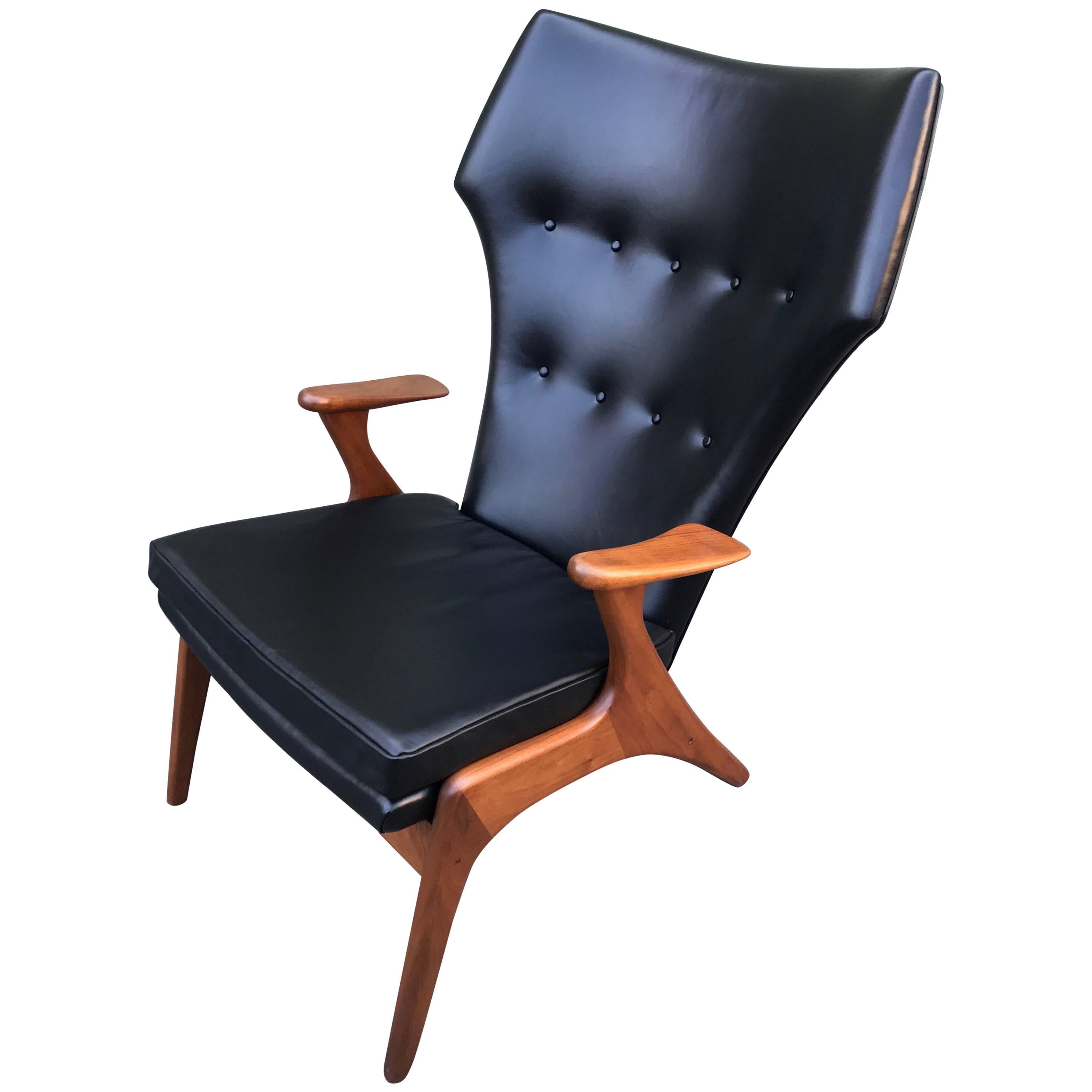 Kurt Ostervig Wingback Leather Lounge Chair For Sale