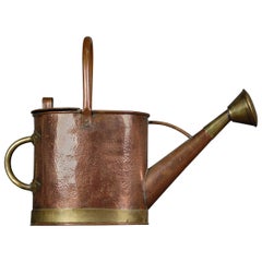 Antique Edwardian English Copper and Brass Banded Watering Can