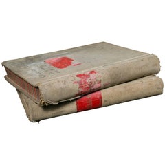 Pair of Tan and Red Ledgers from Belgium, circa 1930s 1