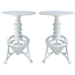 Turn of the Last Century Industrial Cast Iron Tables, Pair