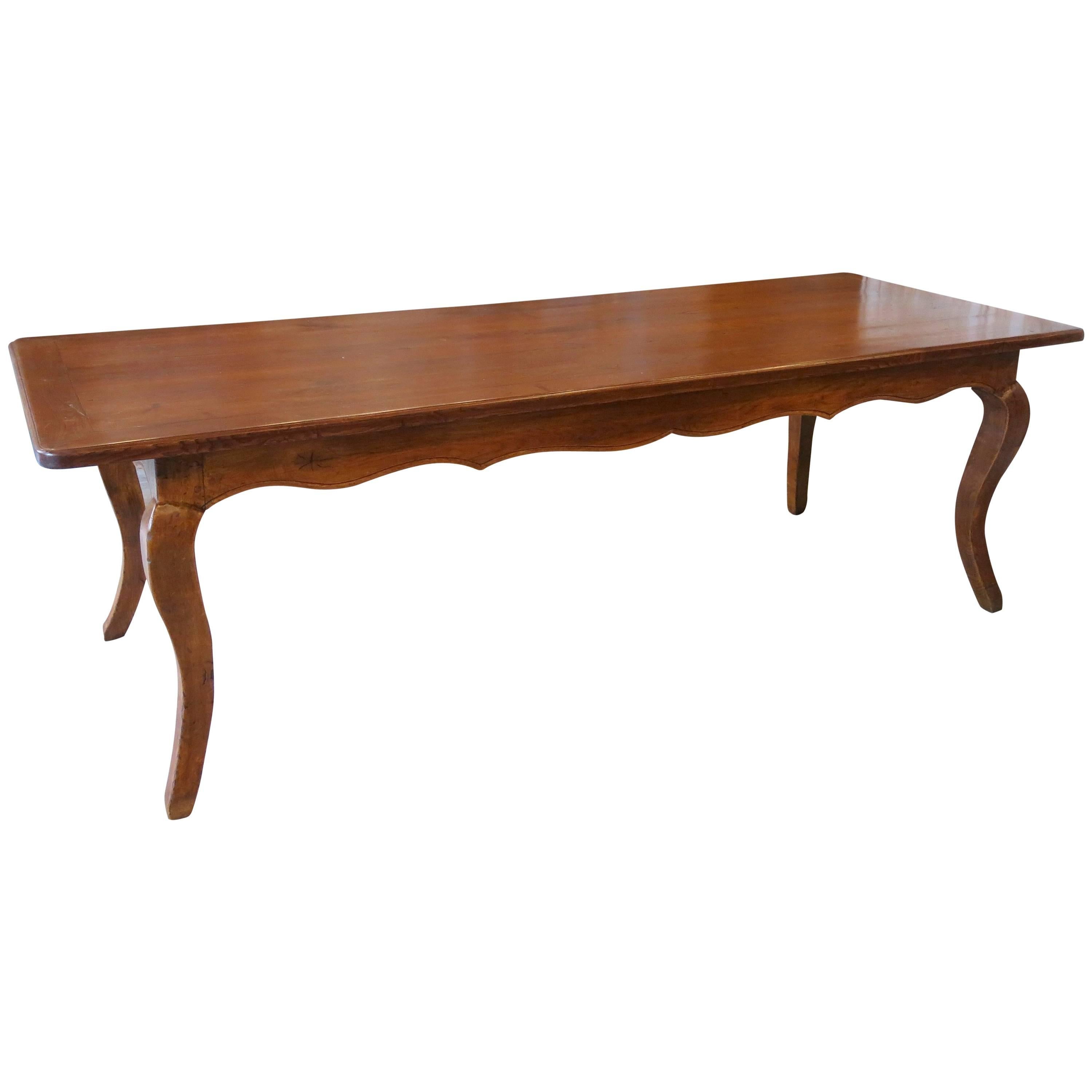 Antique French Louis XV Chestnut Dining Table For Sale