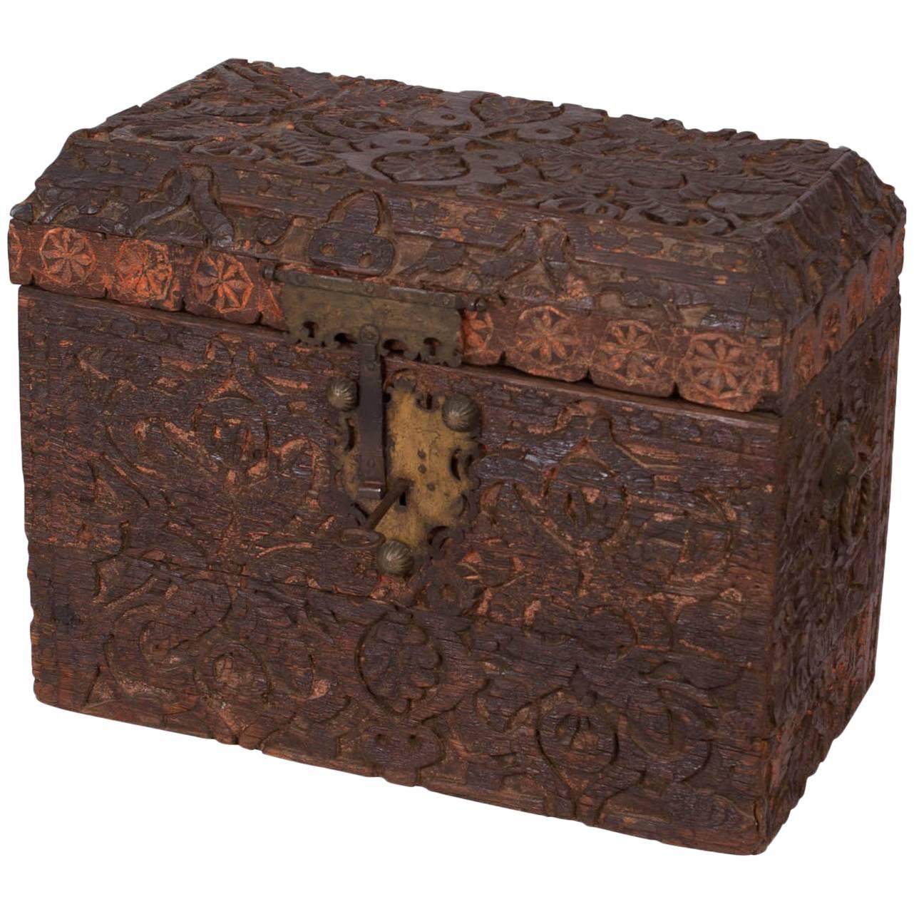 Large Deeply Carved Indo-Persian Trunk, circa 1800