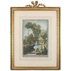 Antique English Print "L'amant Couronne" by Herbert Sedcole in Gilt Frame