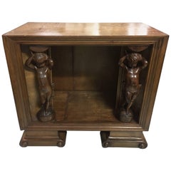 Unique Wood Italian Chest with Carved Cupids