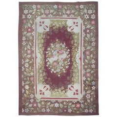 Antique French Aubusson Rug with Floral Design, circa 1880