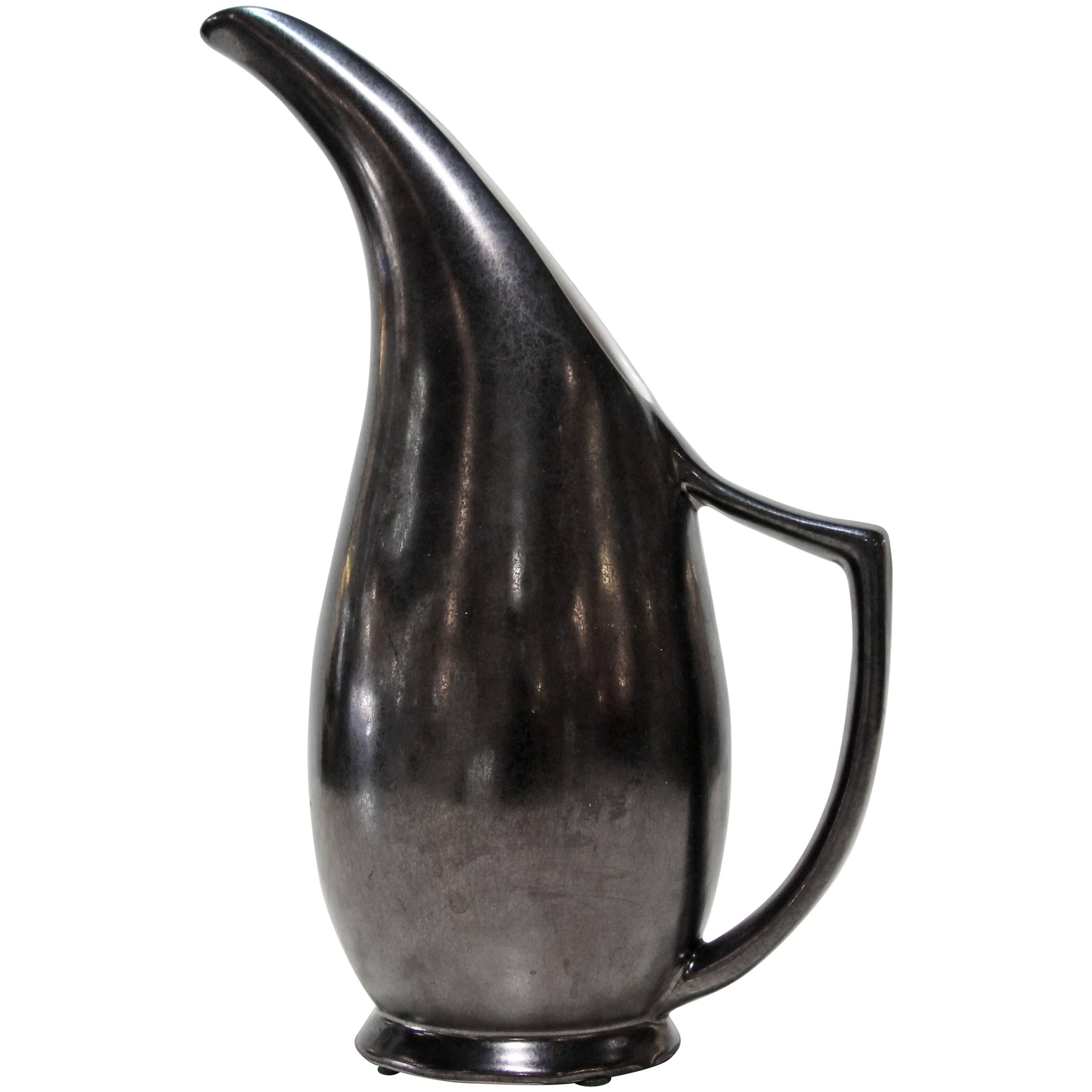 Iridescent Black Ceramic Pitcher For Sale