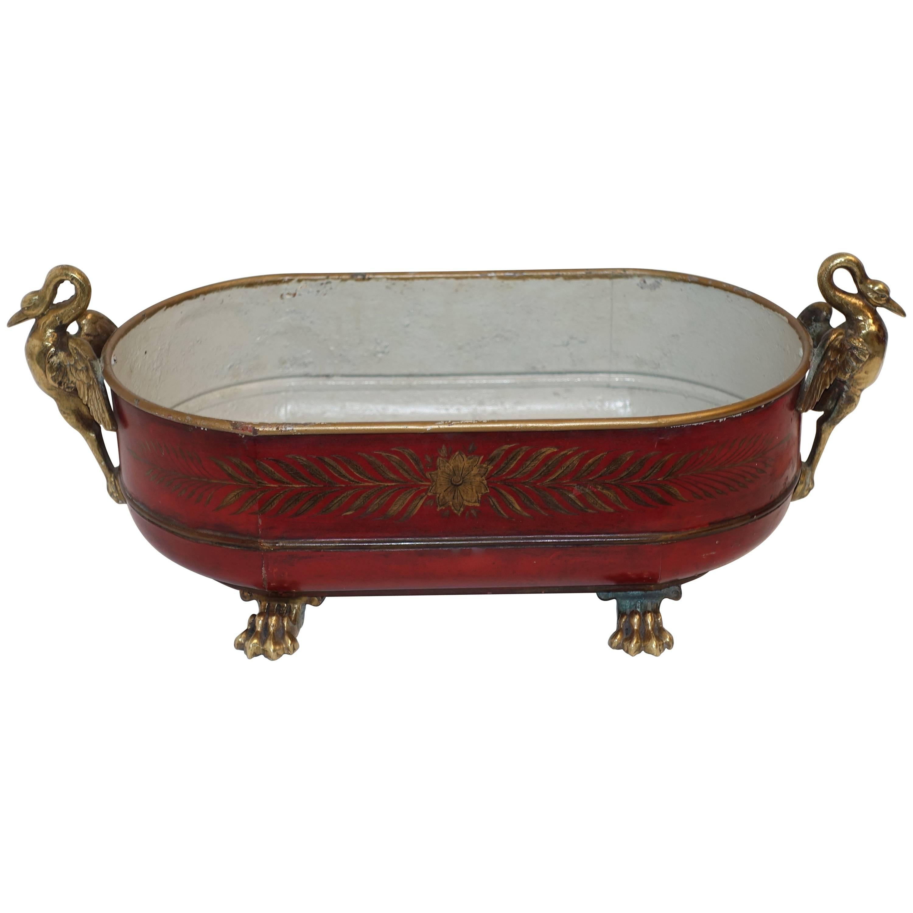 Red Tole Empire Style Cachpot, French, 19th Century