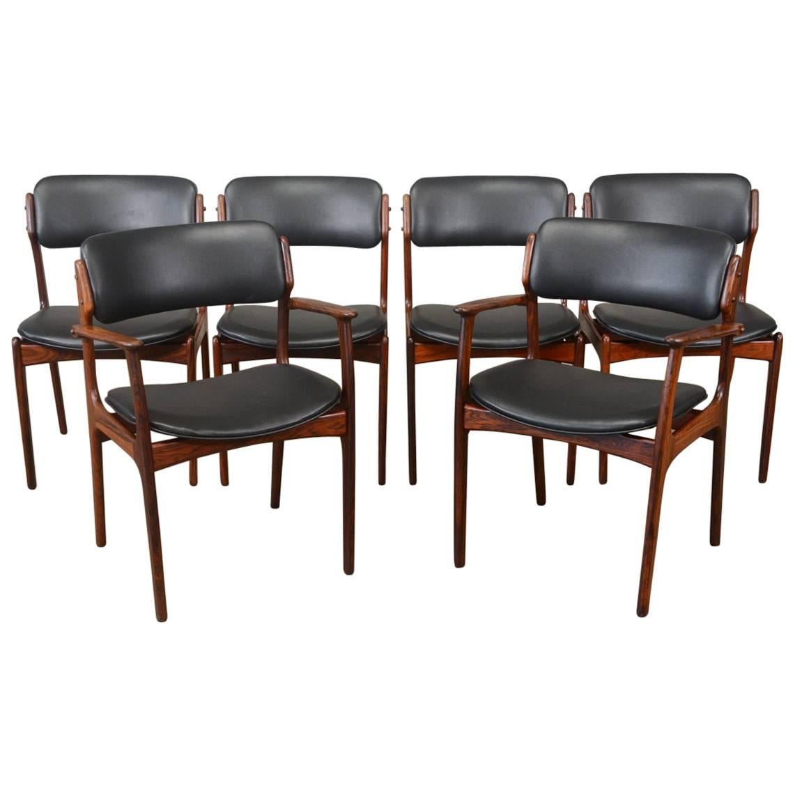 Set of Six Erik Buck Model 49 Rosewood Dining Chairs