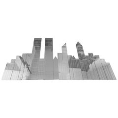 Fabulous Four-Piece NYC Skyline Mirror Wall Sculpture, Mid-Century Modern