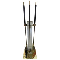 Fabulous Brass Lucite Fire Tool Set, Mid-Century Modern, Danny Alessandro attr. 