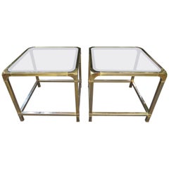 Gorgeous Pair of Mastercraft Brass Side End Tables, Mid-Century Modern