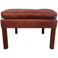 Beautiful Cognac Leather Ottoman by Børge Mogensen