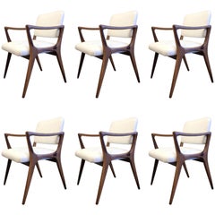 Six Sculptural Dining Chairs in Gio Ponti Style