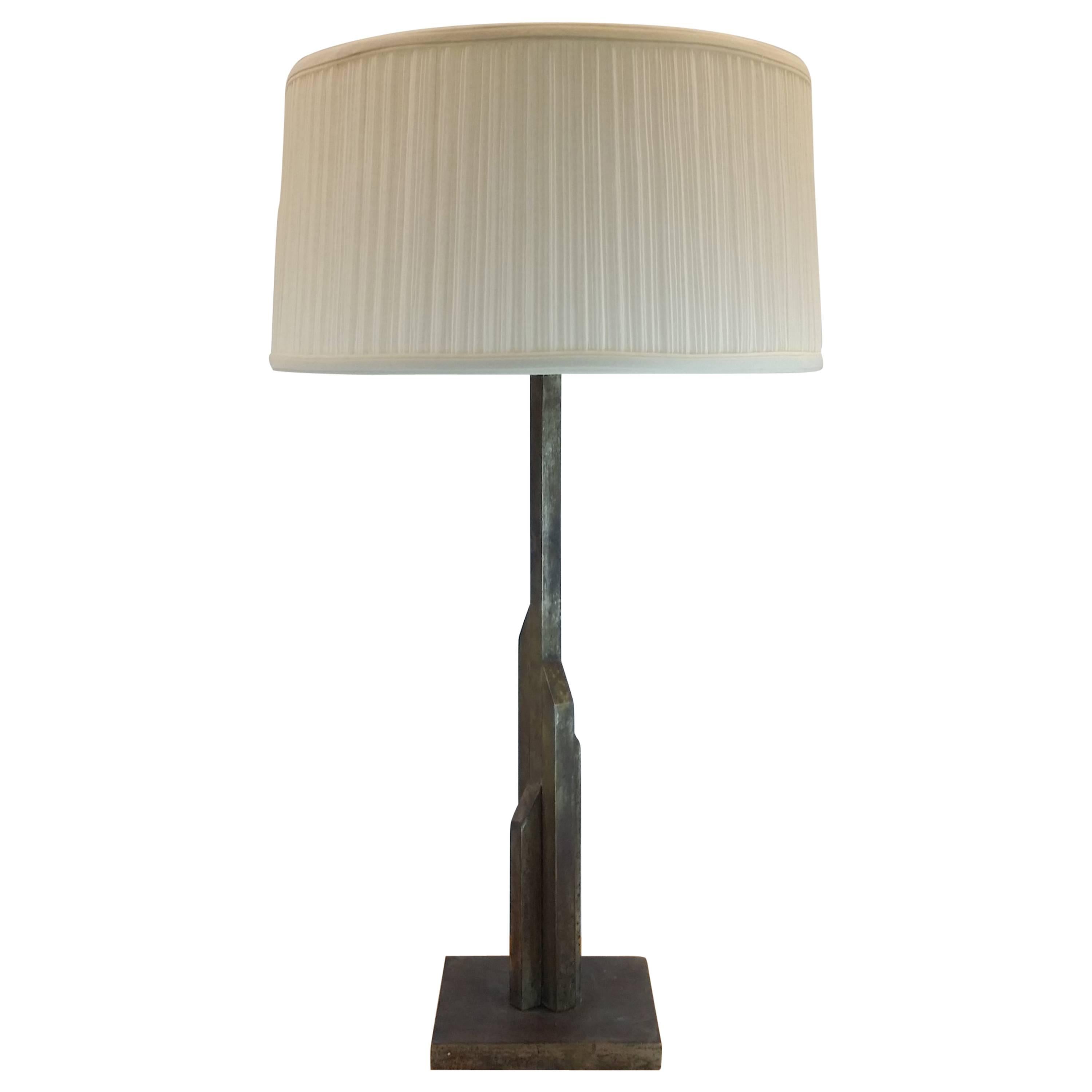 Large Skyscraper Style Table Lamp in the Manner of Jules Bouy For Sale