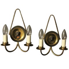 English Pair of Lion Mask Antique Wall Lights