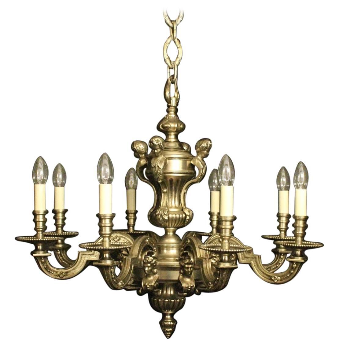 French Silver Gilded Eight-Light Antique Chandelier