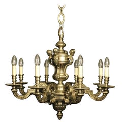 French Silver Gilded Eight-Light Antique Chandelier