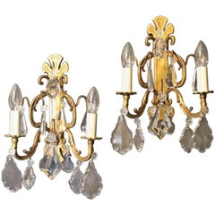 French Pair of Gilded Antique Wall Lights