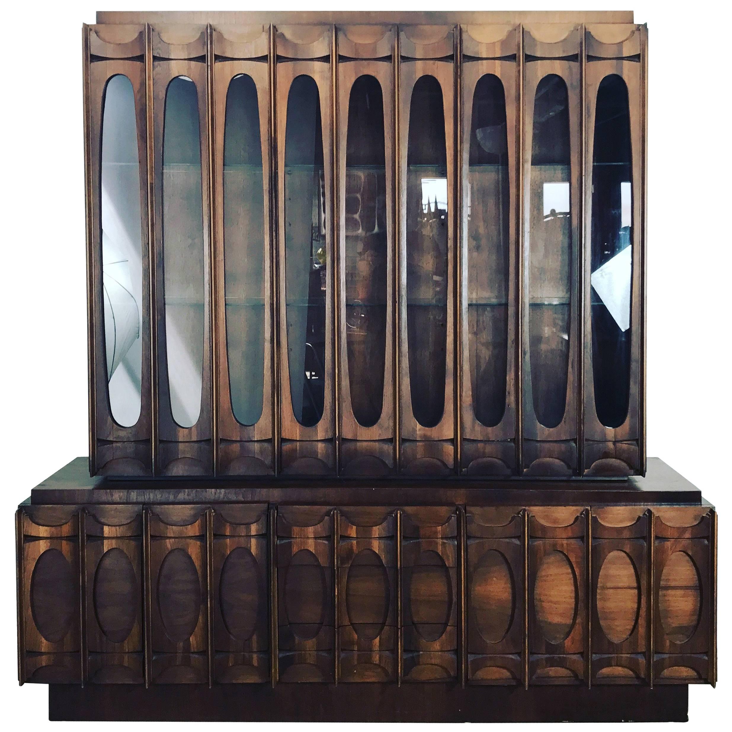 Monumental Brutalist Cabinet, Classic Mid-Century Manner of Paul Evans