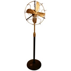 Brass Electric Telescopic Pedestal Fan by Mirelli, Industrial Antique