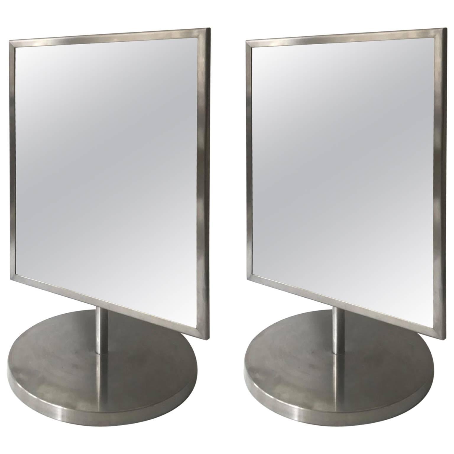Two 1970s Italian Vanity Mirrors in Steel Frame