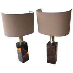 Italian, 1970s Pair of Lucite Table Lamps