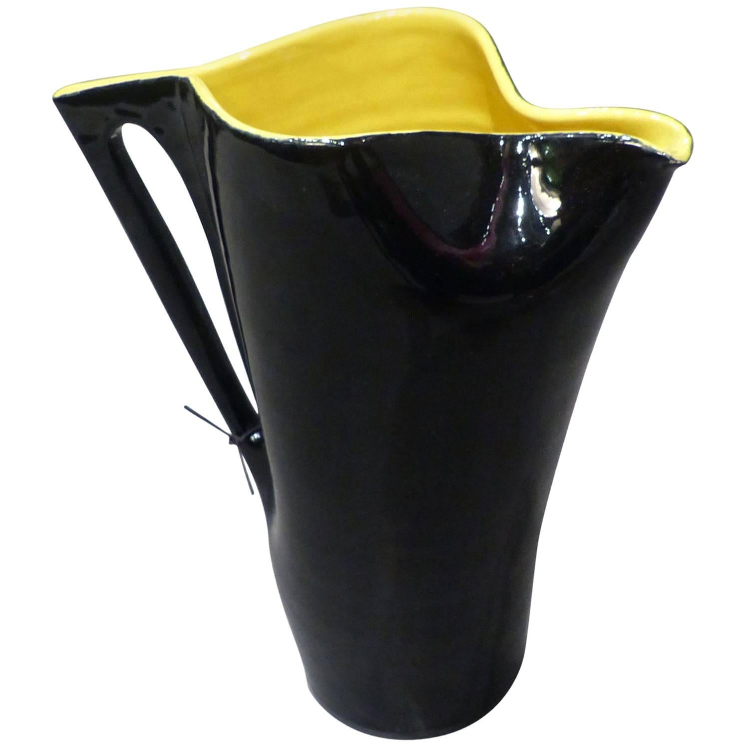 Beautiful Ceramic Pitcher in the Taste of Pol Chambost, circa 1960 For Sale