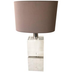 1970s Italian Lucite and Chrome Table Lamp