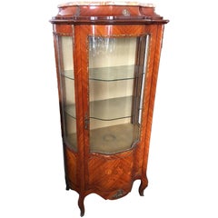 French Kingwood Vitrine or Display Cabinet with Marble Top