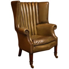 Porters Wingback Leather Chair, circa 1900