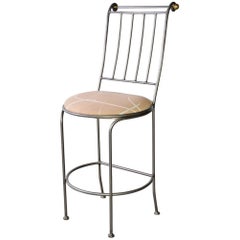 Contemporary Stainless Steel and Brass Bar Stool