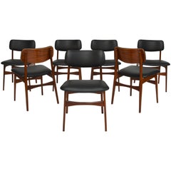 Scandinavian Danish Teak Dining Chairs with New Calf Skin Leather, 1960s