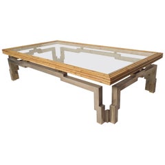 Retro Rare Bamboo Glass Coffee Table