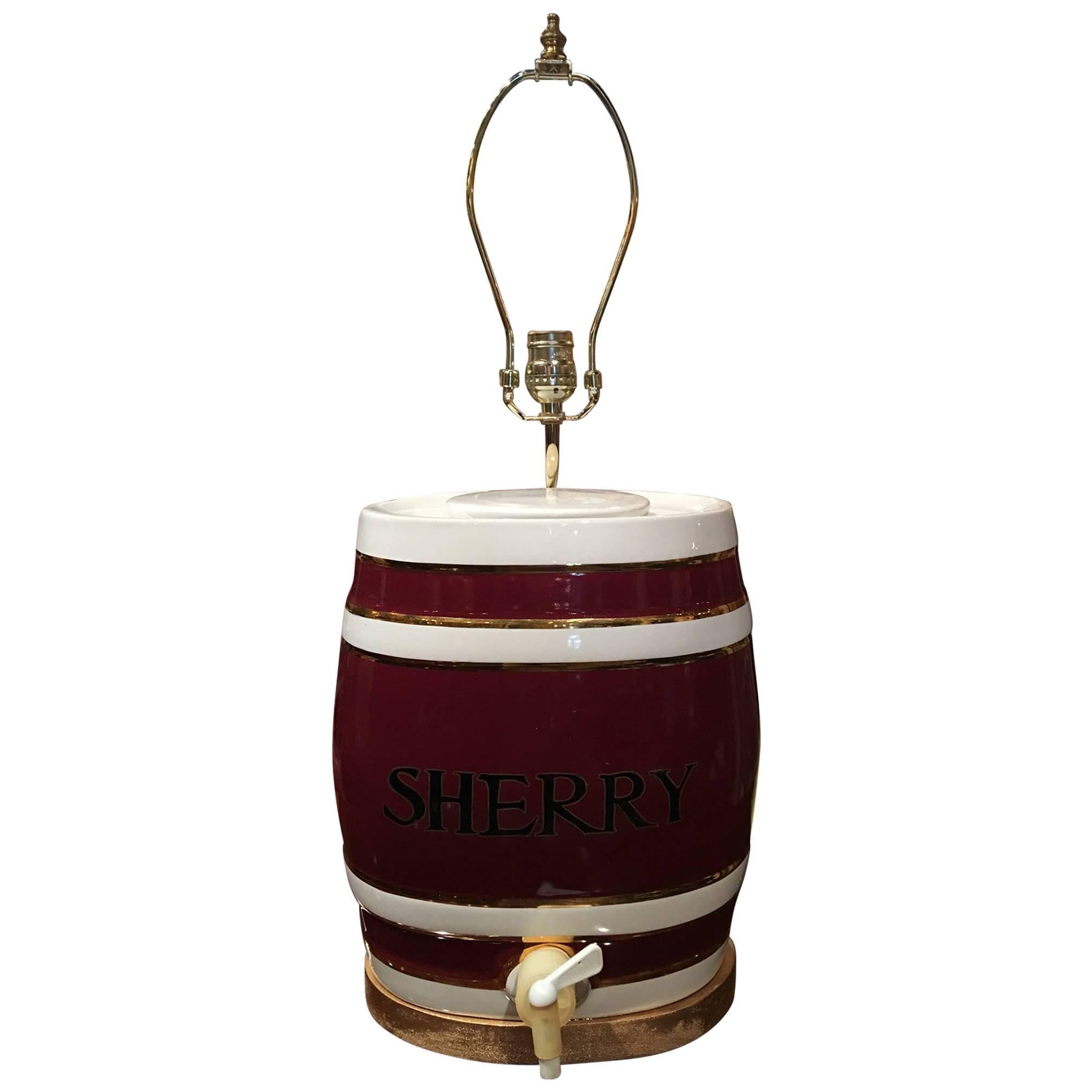 English Royal Victoria Spirit Barrel Adapted as a Lamp, Early 20th Century