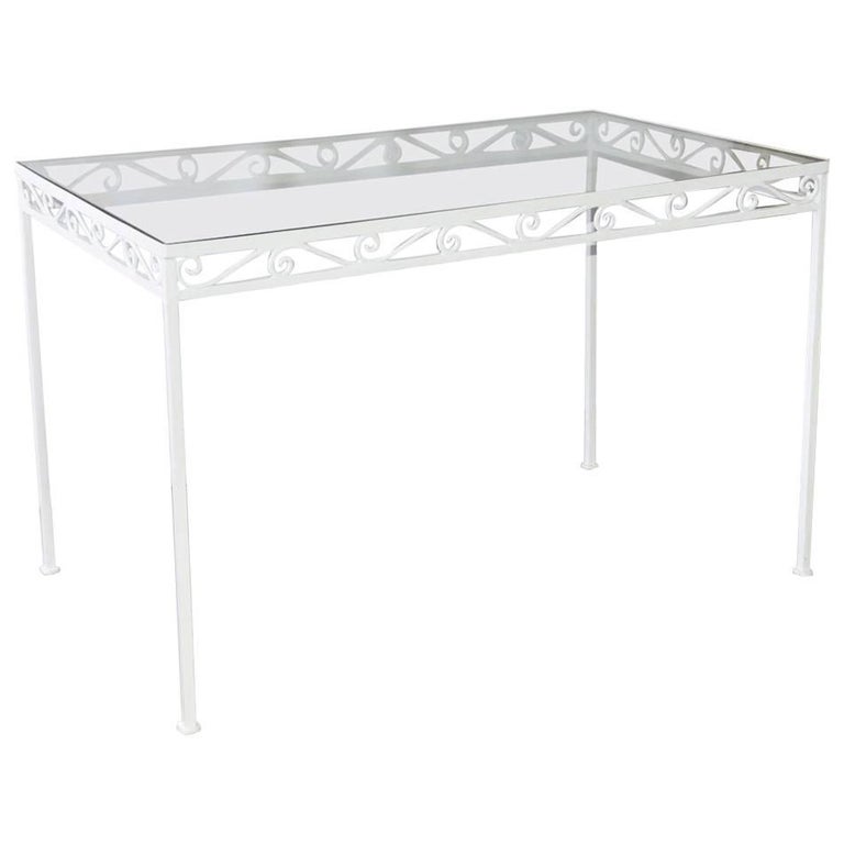 Vintage Outdoor Iron and Glass Dining Table at 1stDibs