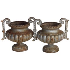 Pair of Antique French Cast Iron Urns 8