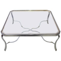 Vintage Mid-Century Chrome and Glass Coffee Table