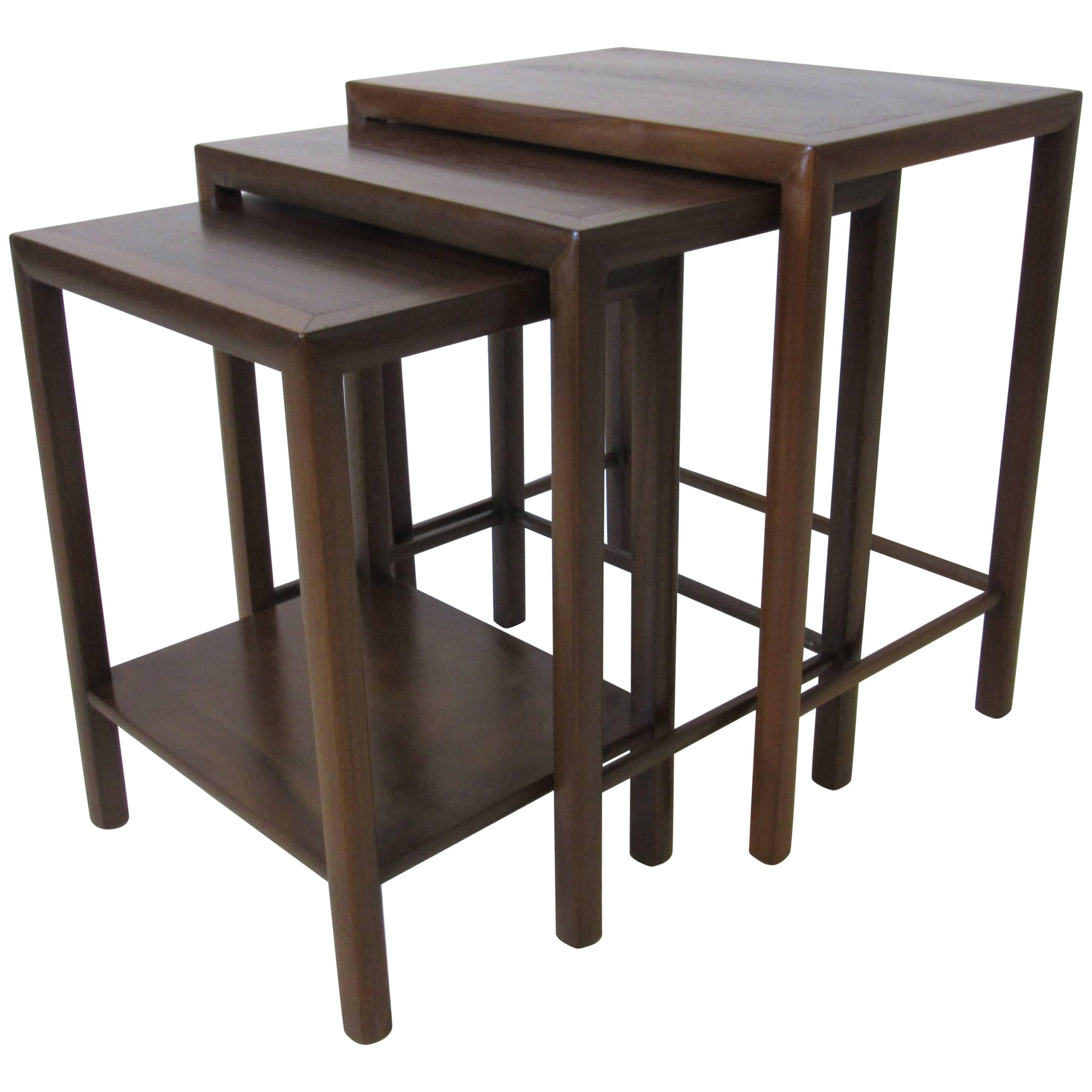 Harvey Probber Styled Rose Wood and Walnut Nesting Tables 