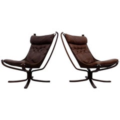 Pair of High Back Falcon Chairs by Sigurd Ressell, Norway, 1970s