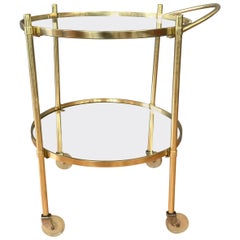 Vintage Hollywood Regency Brass and Glass Serving Cart