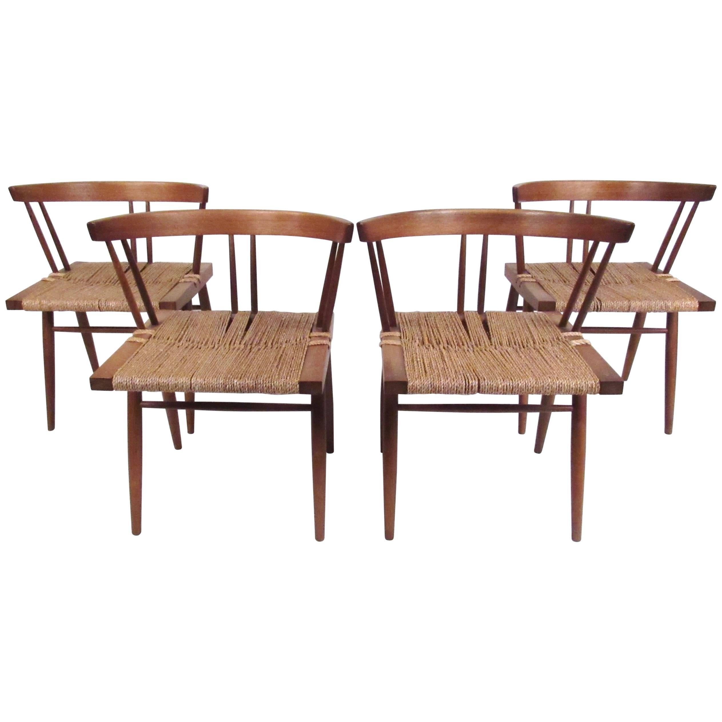 Set of Nakashima Grass Seat Dining Chairs For Sale at 1stDibs
