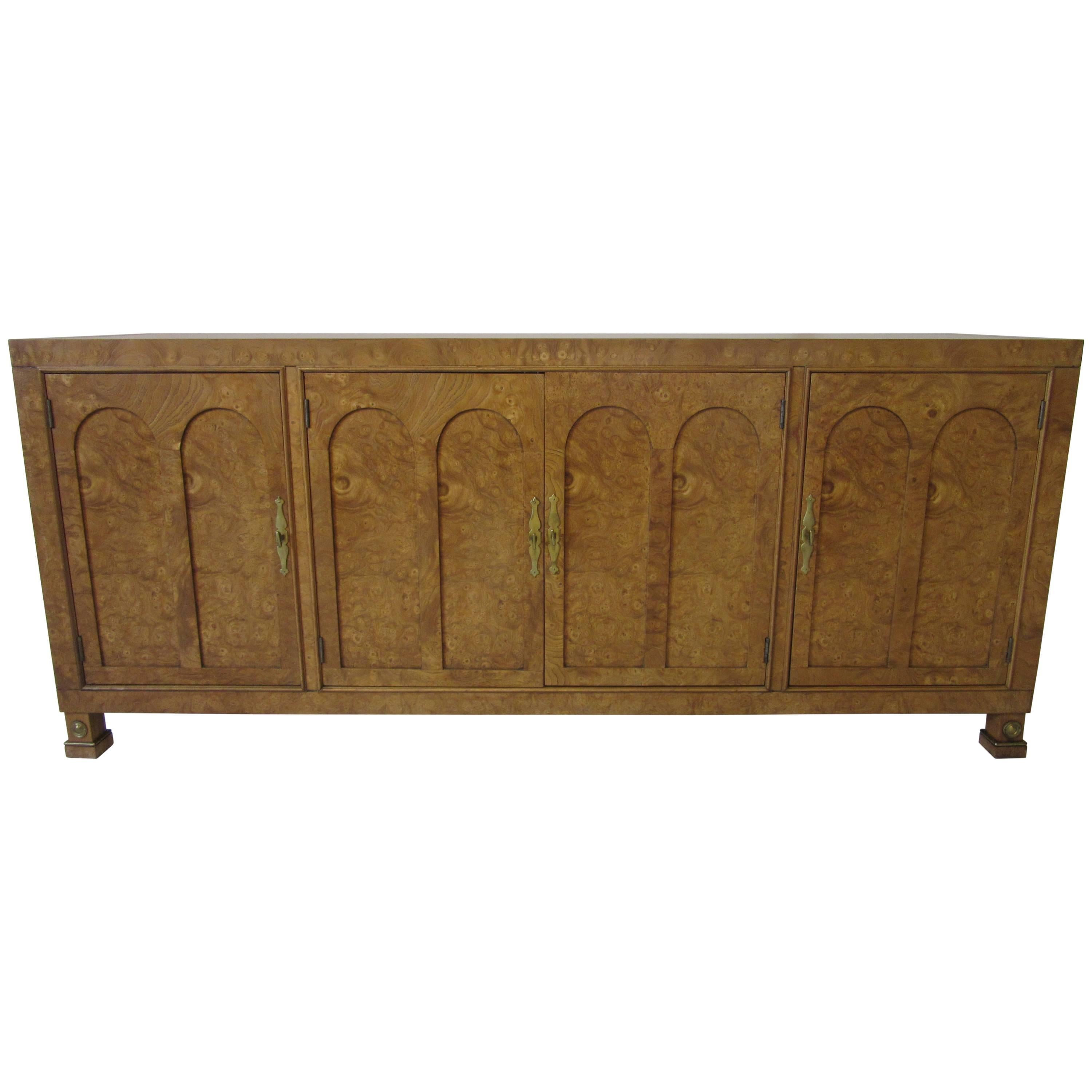 Mastercraft Burl Wood Credenza or Server in the Style of Hollywood Regency