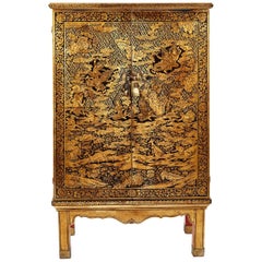 Vintage Thai Gilt-with-Black Lacquer Cabinet