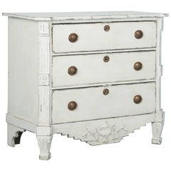 Antique 19th Century Danish Chest of Drawers with White Painted Finish